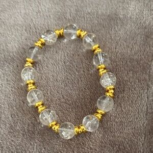 Clear Crackle Quartz Beaded Women's Bracelet